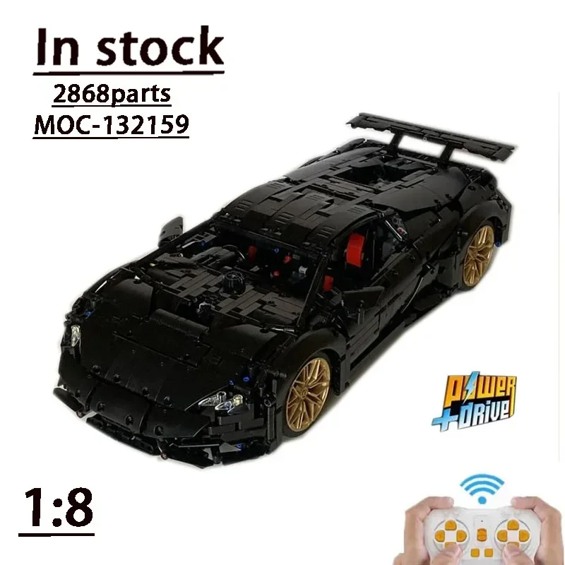 New 1:8 Scale Supercar Model MOC-132159 Technology Building Blocks RC Power Sports Car Assembly Toy Kids Boy Birthday Gift