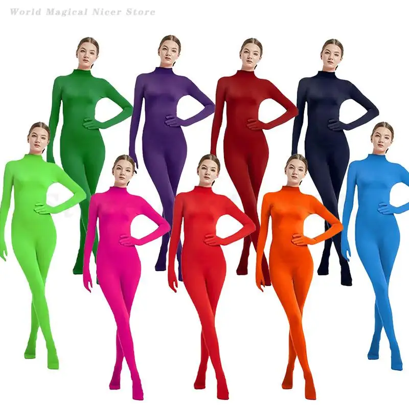 Rollenspiele Zentai Einfarbig Overall Kinder Erwachsene Cosplay Halloween Kostüm Männer Frauen Tanzen Haut Engen Body Kleidung