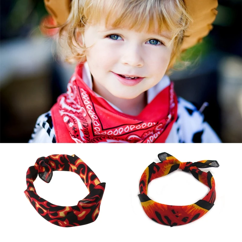 Japanese Harajuku Biker Flame Fire Print Protective Multi-Use Seamless Square Scarf Motorcycle Hip-Hop Headband Bandana Neck Tie