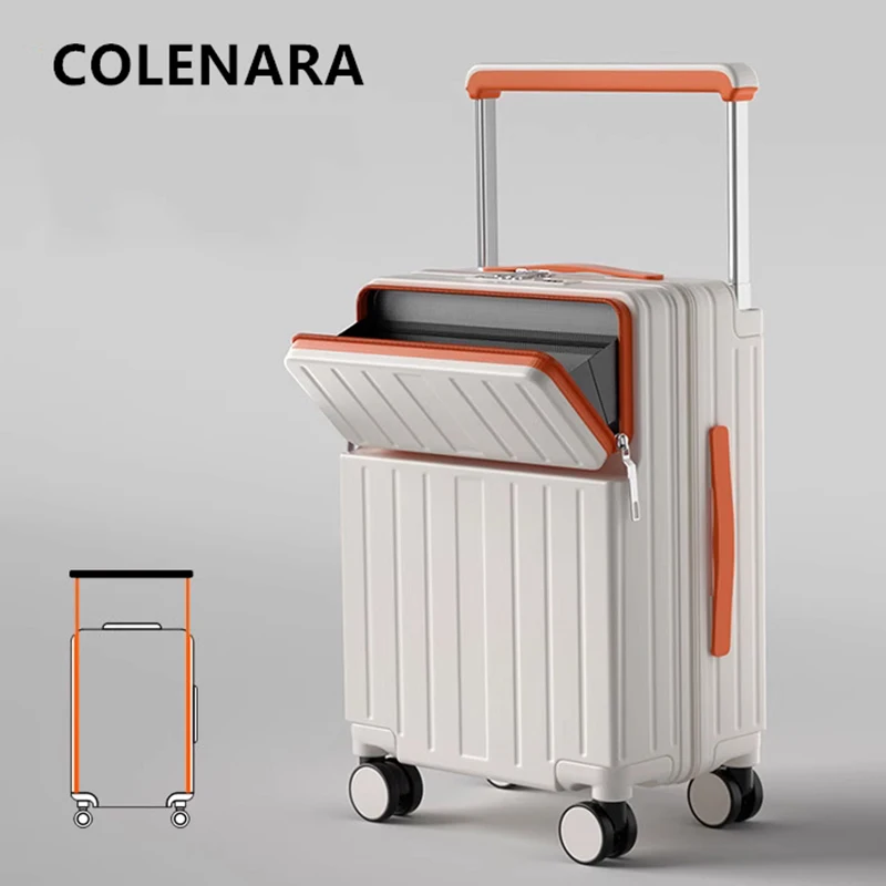 

COLENARA USB Charging Suitcase Front Opening Boarding Case Multifunctional Trolley Case 20"22"24"26 Inch ABS+PC Laptop Luggage