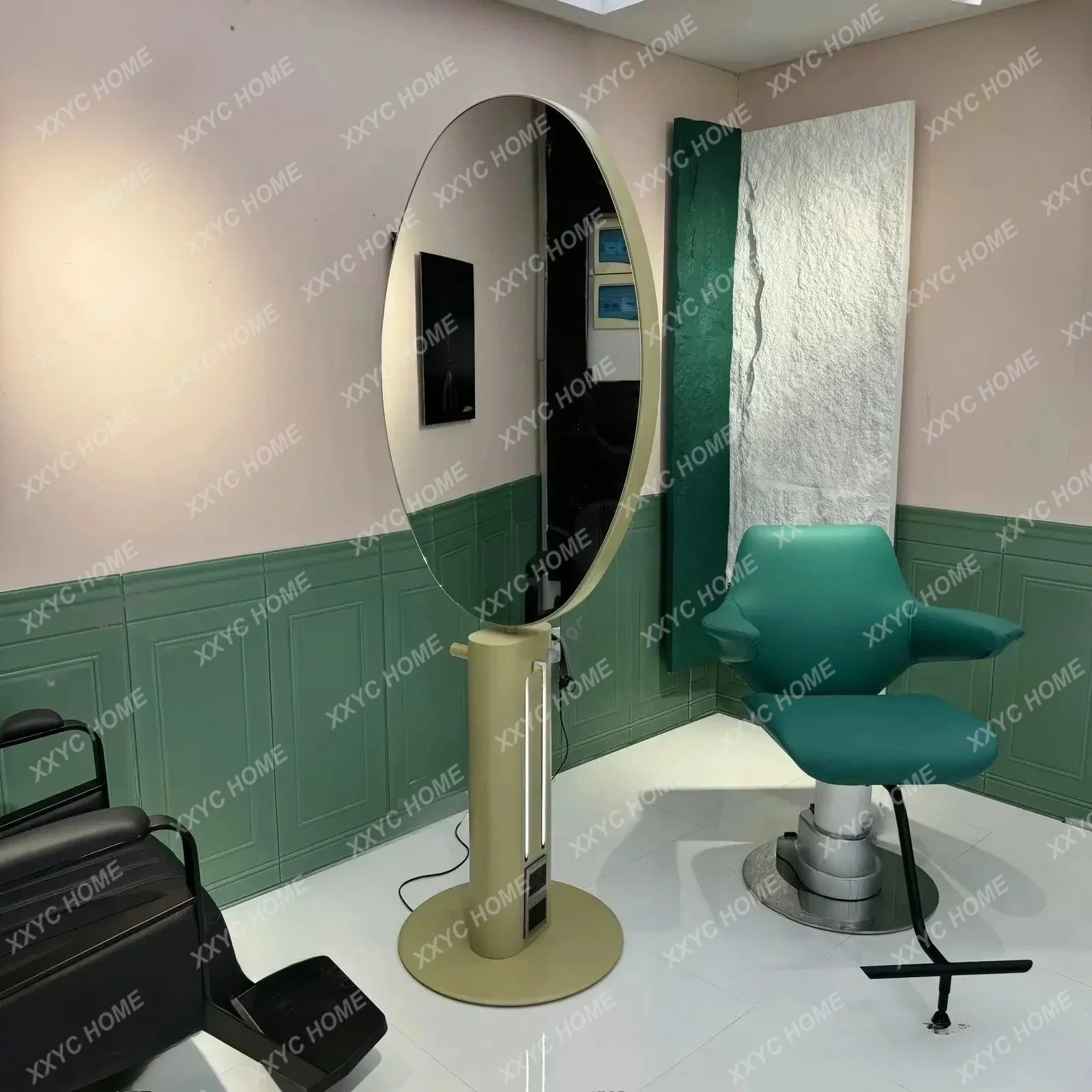 L Rotating Barbershop Mirror Single-sided Double-sided Hairdresser Mirror Stand Hair Salon Special Floor Cutting Mirror Stand