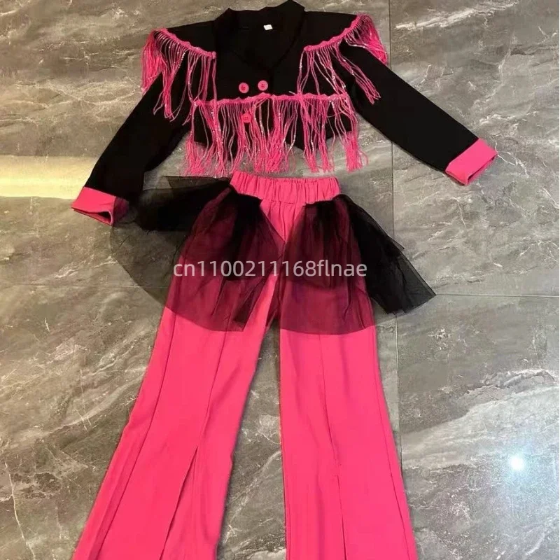 Pailletten-Performance-Kostüm für Kinder für Jazz-Tanz, trendiges modisches Pailletten-Street-Dance-Set für Mädchen, Runway-Bühnenaufführung für Mädchen