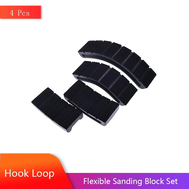 Flexible Sanding Block Set 4 Pcs PU Hook Loop Hand Sanding Pad Adjustable Arc for Car Body Polishing Curved Surface Hand Sanding