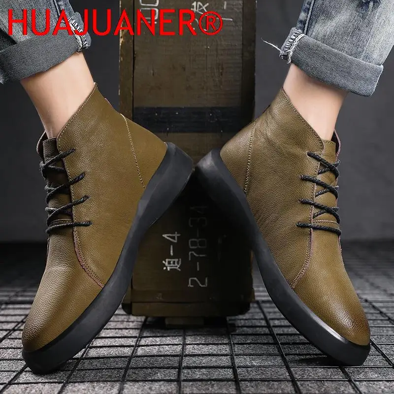 Luxury Brand Winter Fur Warm Chelsea Men Boots Fashion Vintage Ankle Boots Tendon Sole Wear Work Boots Outdoor Soft Sole Boots view 6