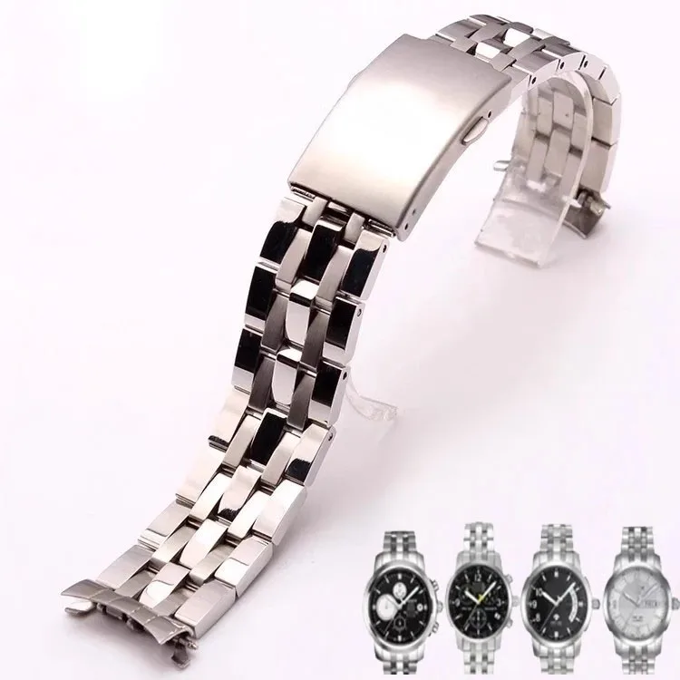 Watch Band For Tissot 1853 PRC200 T17 T461 T055 T014 Men 19mm Fold Clasp Strap Watches Accessories Stainless Steel Watchbands