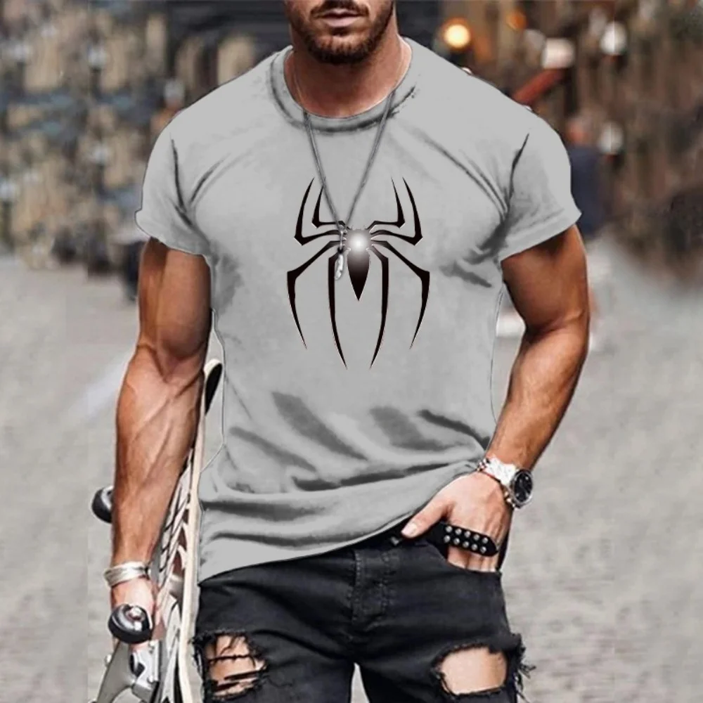 

Mens T Shirt Summer Multicolor Short Sleeve 3D Spider Print Sportswear Retro Running Man Daily Training Round Neck Clothing Top