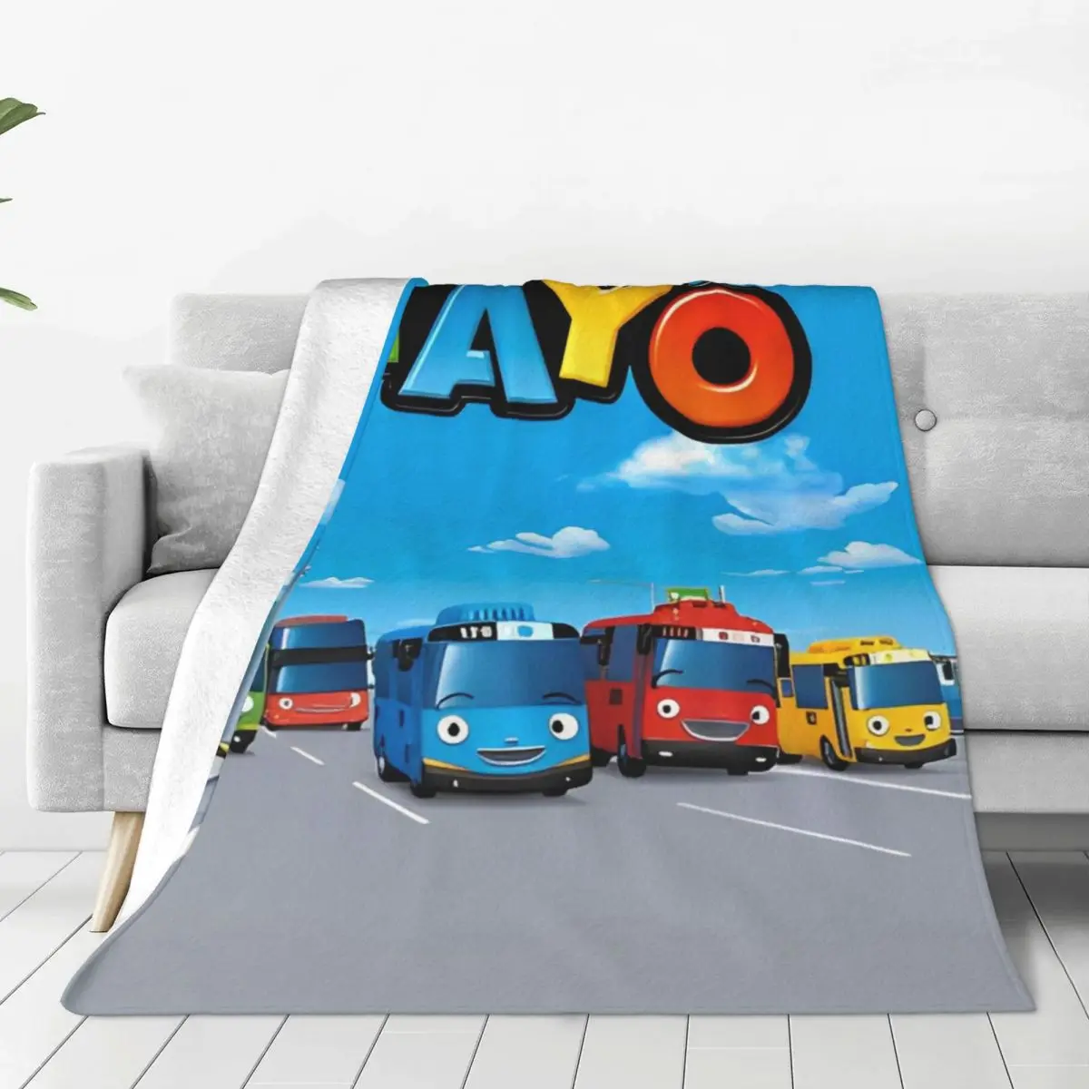 

Comfort Tayo The Little Bus Blanket Accessories Sofa Decorative Throw Blankets Super Warm Flannel for Couch