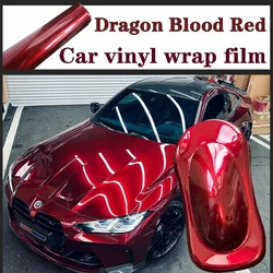 Highest quality super gloss metallic Dragon Blood red vinyl wrap film glossy red vinyl wrap for car wrap for Motorcycle stickers