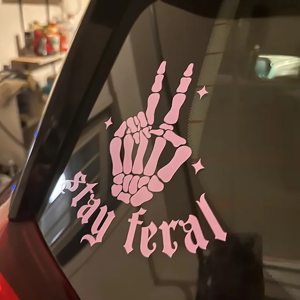 Stay Feral Feral Skeleton Decal Spooky Car Accessories Goth Spooky Deca Sticker Skeleton Hand Car Styling Skeleton Wave Goth