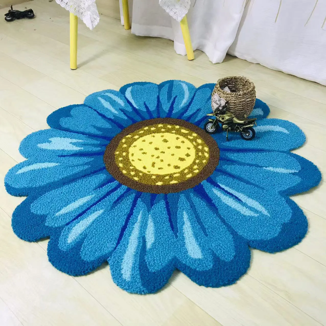 Sunflower Floral Carpets Delicate Hallway Area Rug Handmade Embroidery Flower Carpet Aesthetic Home Decor Living Room Floor Mat
