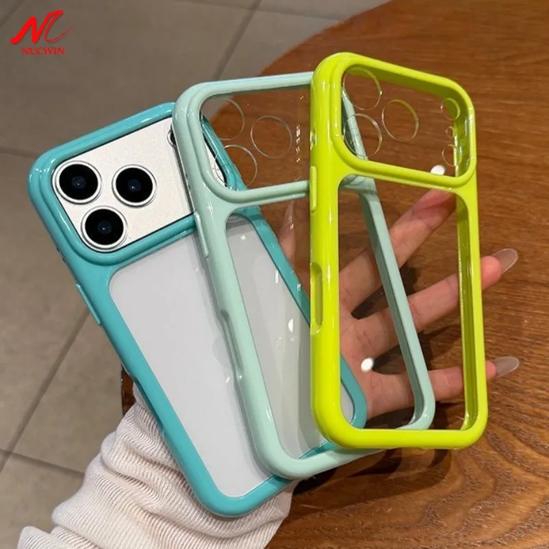Luxuriöse Acryl-Schutzhülle in Bonbonfarben mit Transparenter Rückseite für iPhone 17 16 15 14 13 12 11 18 Pro Max 16 Plus Kameraschutz Stoßfeste Abdeckung