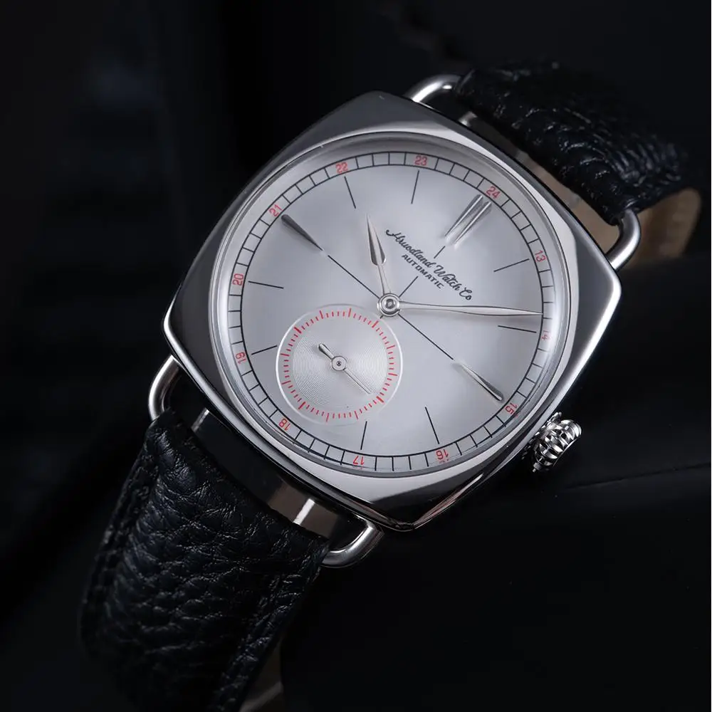Hruodland Retro Men's Automatic Mechanical Watches F028 Stainless Steel Brown Leather Waterproof 10Bar Reloj Hombre
