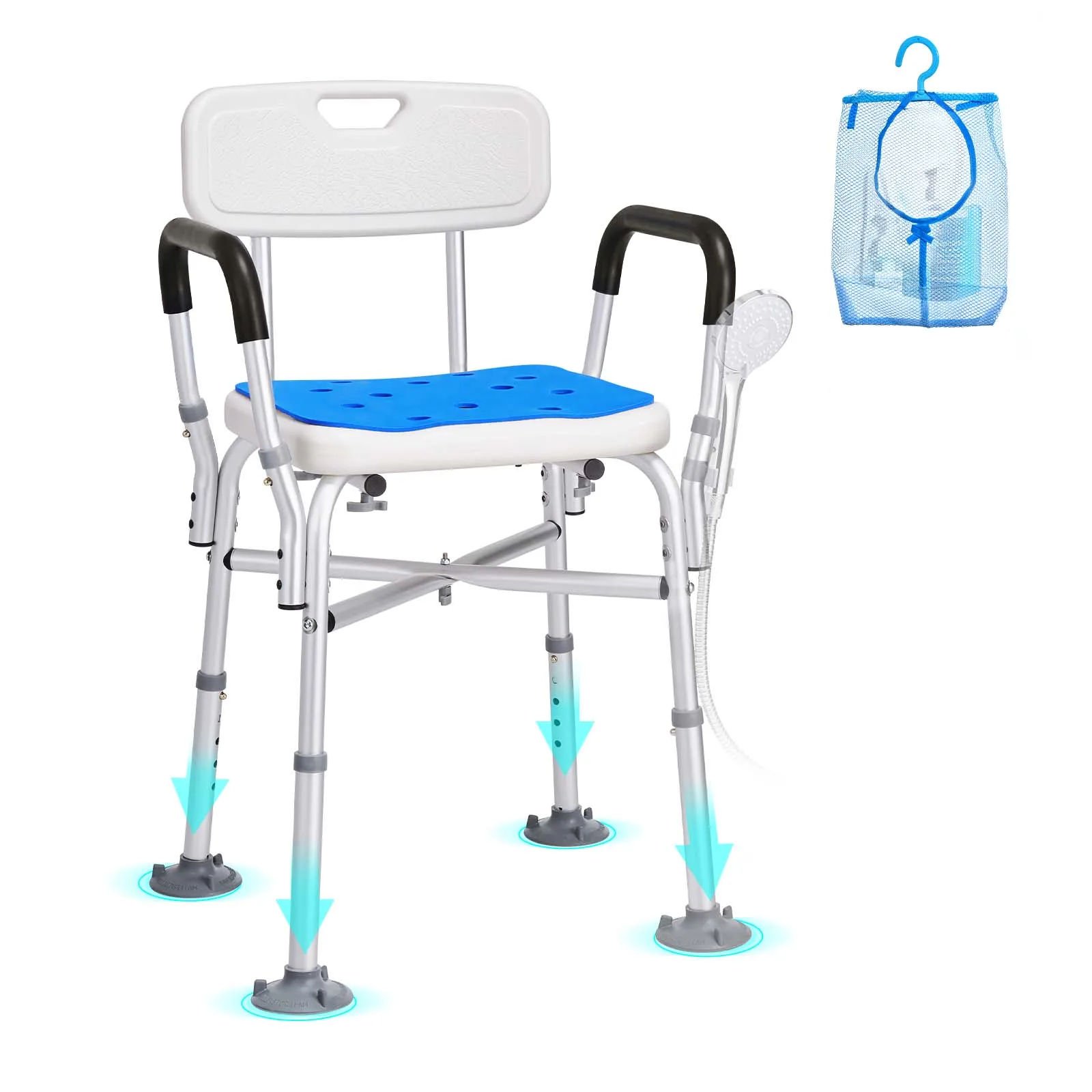 VEVOR Shower Chair Seat Adjustable Height Bench Bath Chair for Elderly Disabled Shower Chair for Inside Shower Bathtub 400/350lb