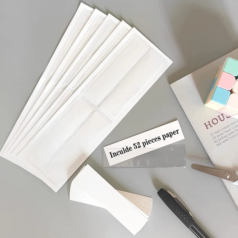 

50Pcs Label Holders for Folders Sticky Index Card Sleeves Plastic Card Protectors Classroom Library Office Organization Use
