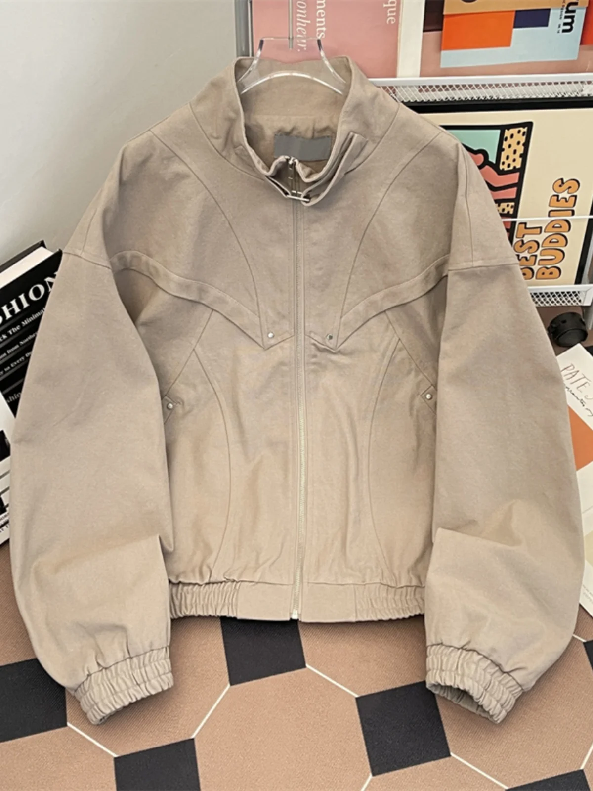 

Ретро-куртка в американском стиле Cleanfit с воротником-стойкой, рабочая одежда, мужская весенне-осенняя свободная повседневная универсальная верхняя одежда для пар