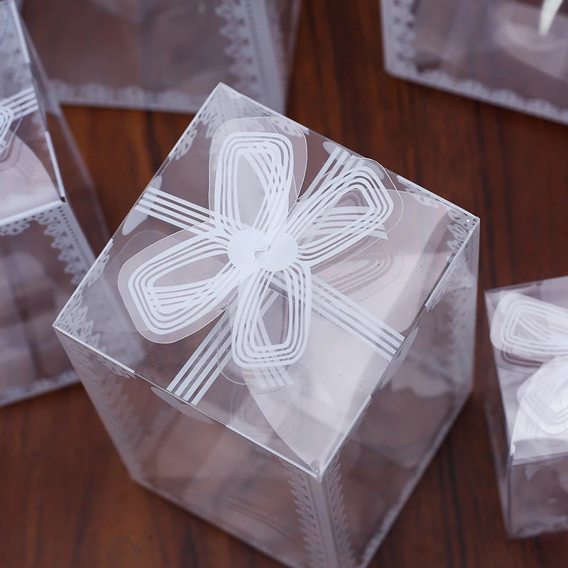 10pcs Transparent PVC Box Birthday Wedding Valentine Favor Box Cake Packaging Chocolate Candy Dragee Party Event Gift Box