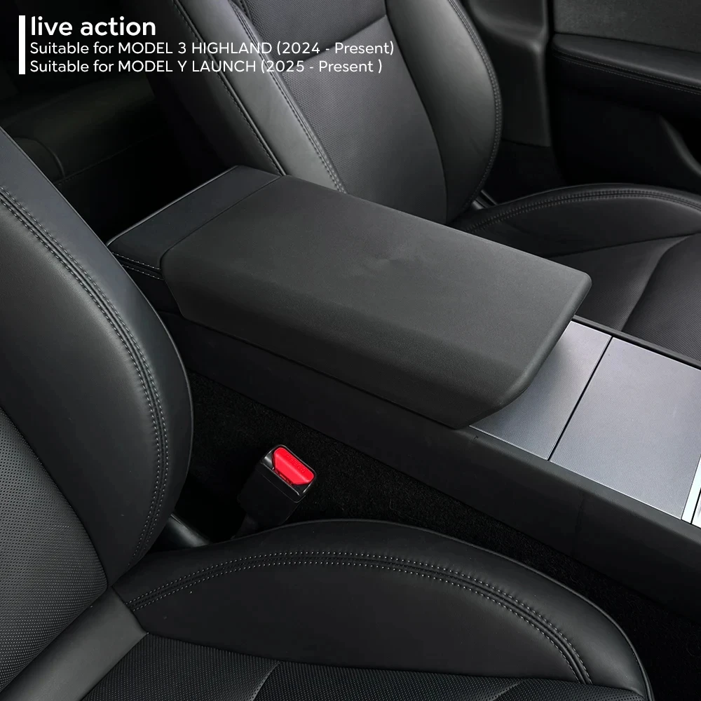 For Tesla Model Y/3 Highland 2024/2025 TPE Soft Case Center Console Armrest Cover Lid -Juniper Design Accessory Enhanced Inter
