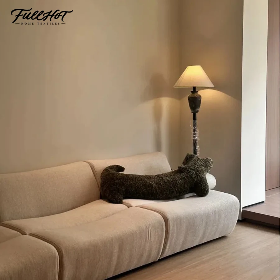 FULLHOT Cartoon Animal Dachshund Pillow Plush Sausage-shaped Pillow Cute Cushion Nap Pillow Lumbar Pillow Bedroom Neck Pillow