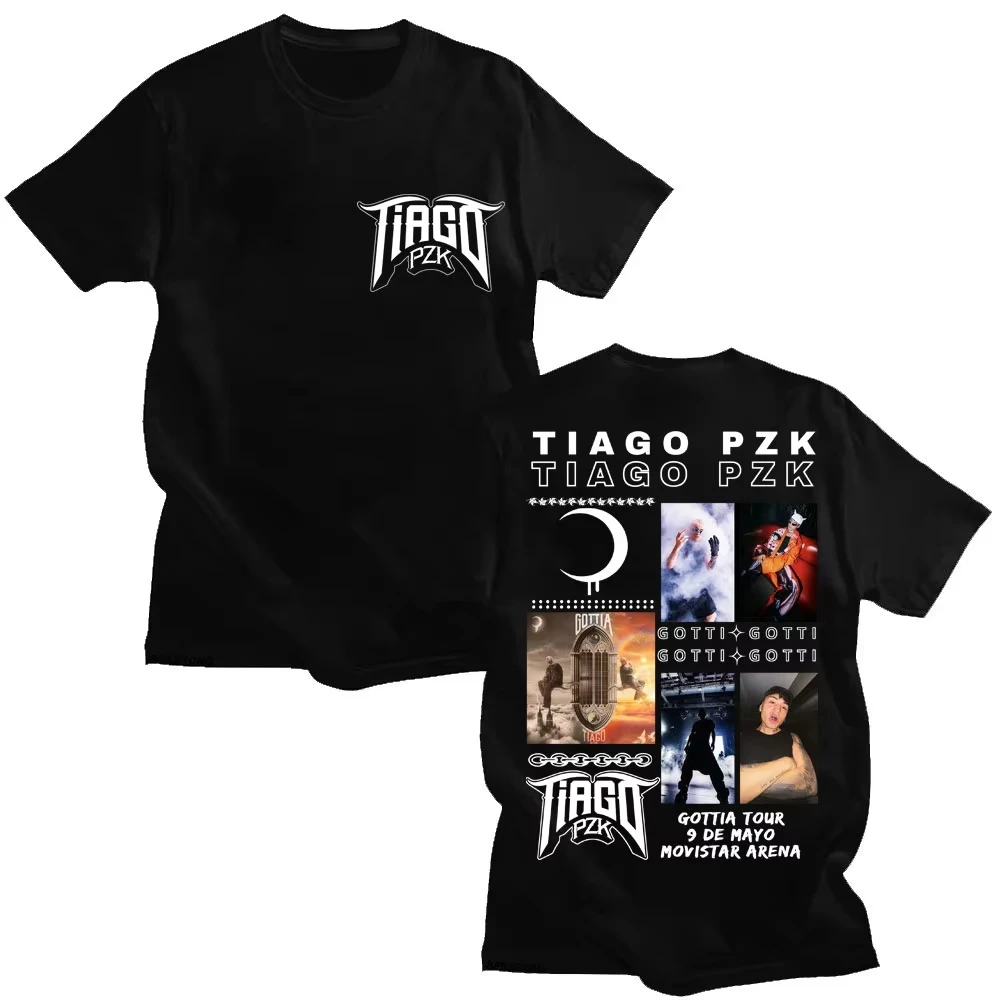 Camiseta del Álbum de la Gira 2026 del Rapero TIAGO PZK, Camiseta Moderna Vintage de Hip Hop para Hombre y Mujer, Camiseta de Algodón Oversize Popular, Ropa Urbana