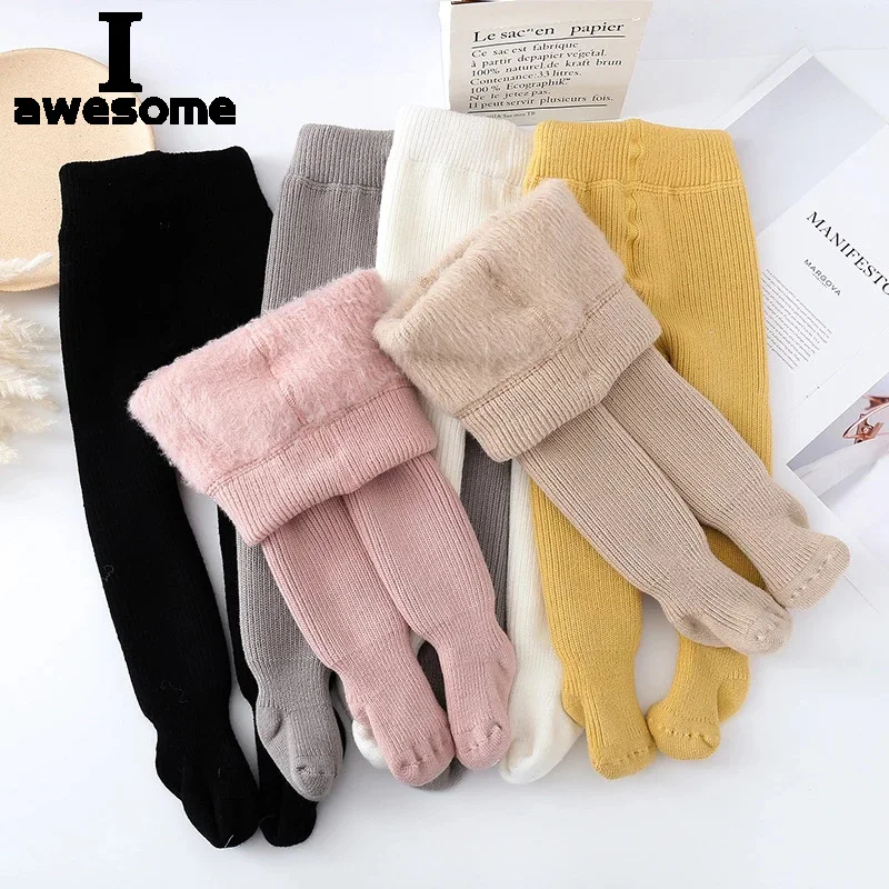 Winter Newborn Baby Tights For Girls Thicken Warm Velvet Pantyhose Knitted Baby Girl Clothes Stockings Casual Tights