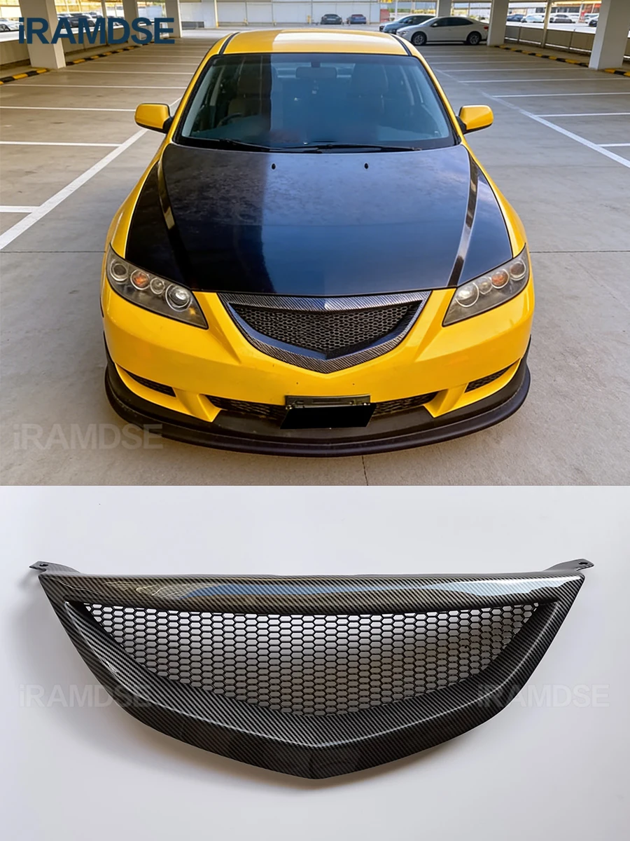

Car Grill for Mazda 6 Sedan 2003-2012 First Generation Carbon Paint Front Bumper Grille Mesh Transform the Style Accessories