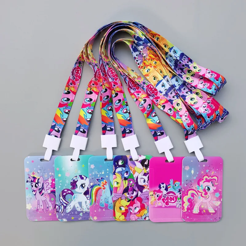

My Little Ponys Id Card Holder Anime Cute Cartoon Passport Cover Lanyard Bus Bank School Cards Protect Case Card Holders Gifts