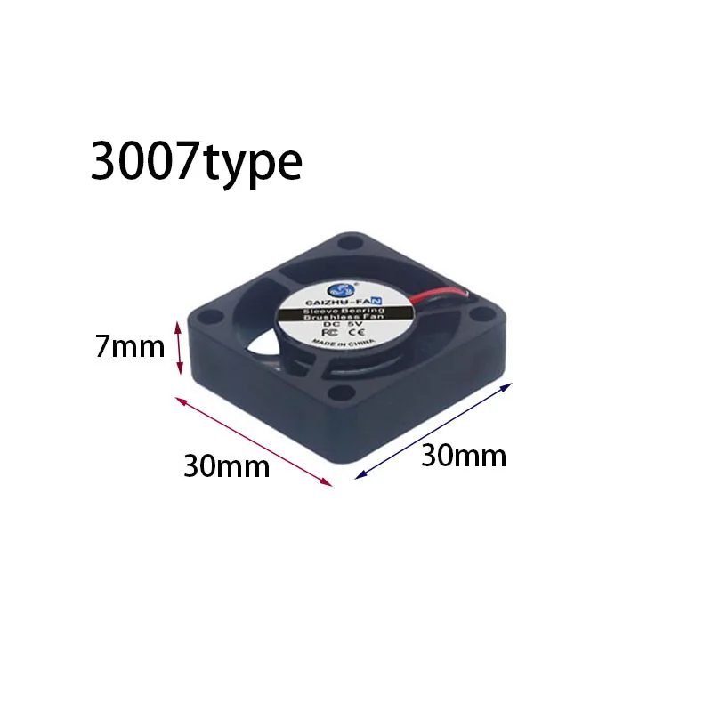 Mini ventilador sin escobillas 3007 para impresora 3D DC 5V-12V-24V ventilador de refrigeración con cojinete de manguito 30x30x7mm pequeño ventilador de fuente de alimentación