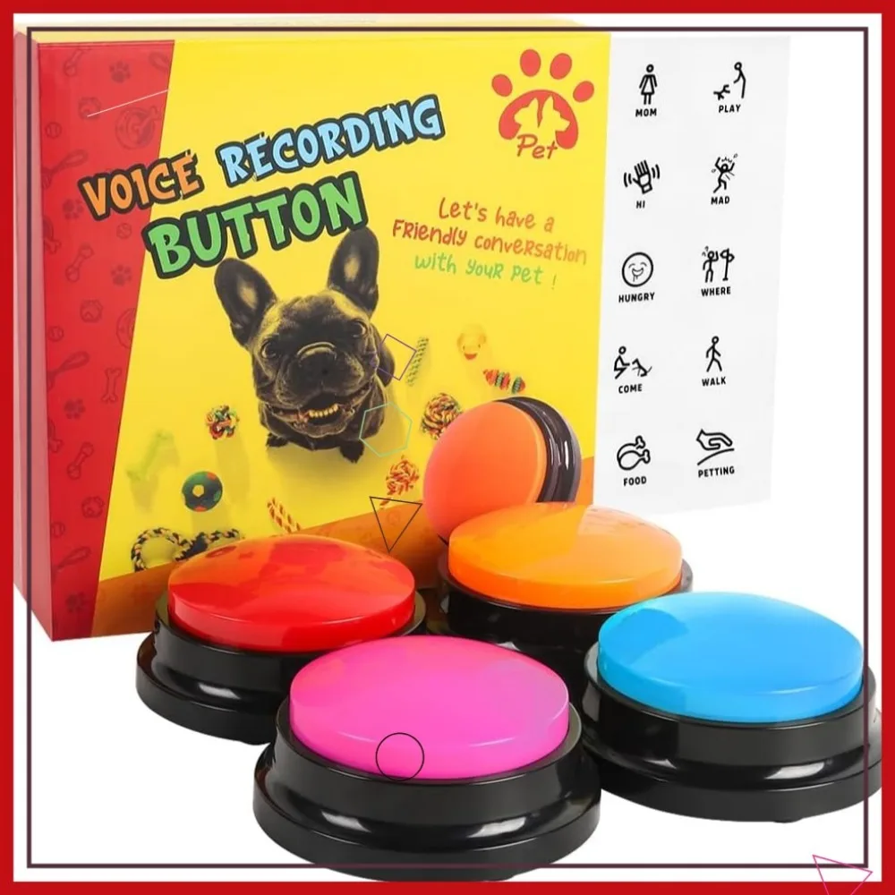 Act Boldly Sprachaufnahmeknopf, 4 Farben Hunde-Kommunikationsbuzzer, 30s Aufnahme & Wiedergabe, Lustiges Geschenk für Zuhause und Büro