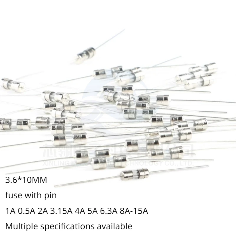 10pcs 3.6*10mm straight pin fast/slow blowing glass fuse 1A 0.5A 2A 3.15A 4A 5A 6.3A 8A-15A