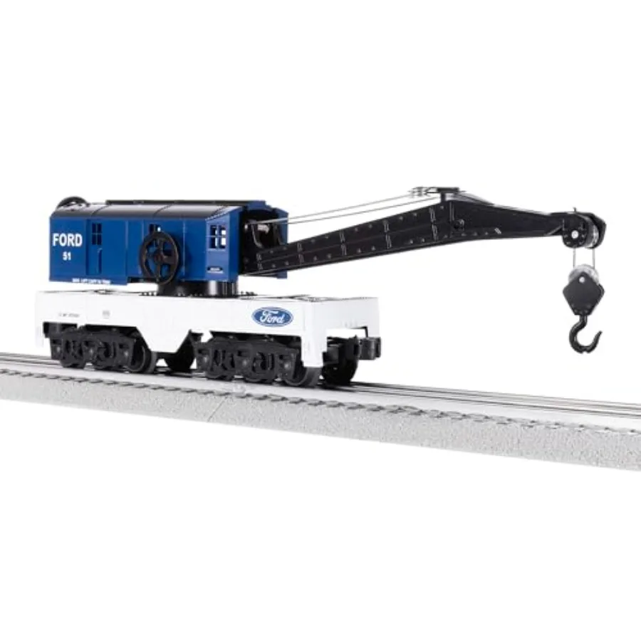

O Gauge model train crane car for railway layout decoration, metal and plastic construction, gray and red color, realistic deta