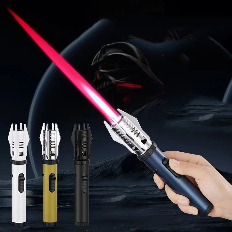 Planet Metal Lightsaber Outdoor Windproof Turbine Torch Jet Lighter BBQ Cigar Welding Tool Butane Gas Lighter 360° Gun