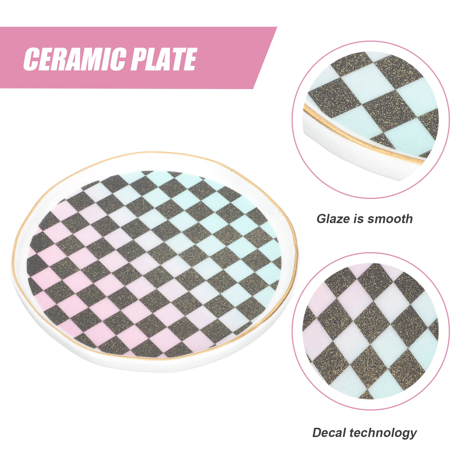 Ceramic Jewelry Dish Nordic Style Decorative Jewelry Tray Key Holder Bowl for Bathroom Bedroom Dining Decorative Plate