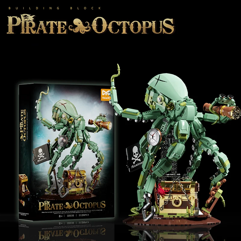 

1128pcs Pirate Building Block Set Octopus Sea Monster Adventure Treasure Hunt Puzzle Toys for Kids Adults STEM Creative Gifts