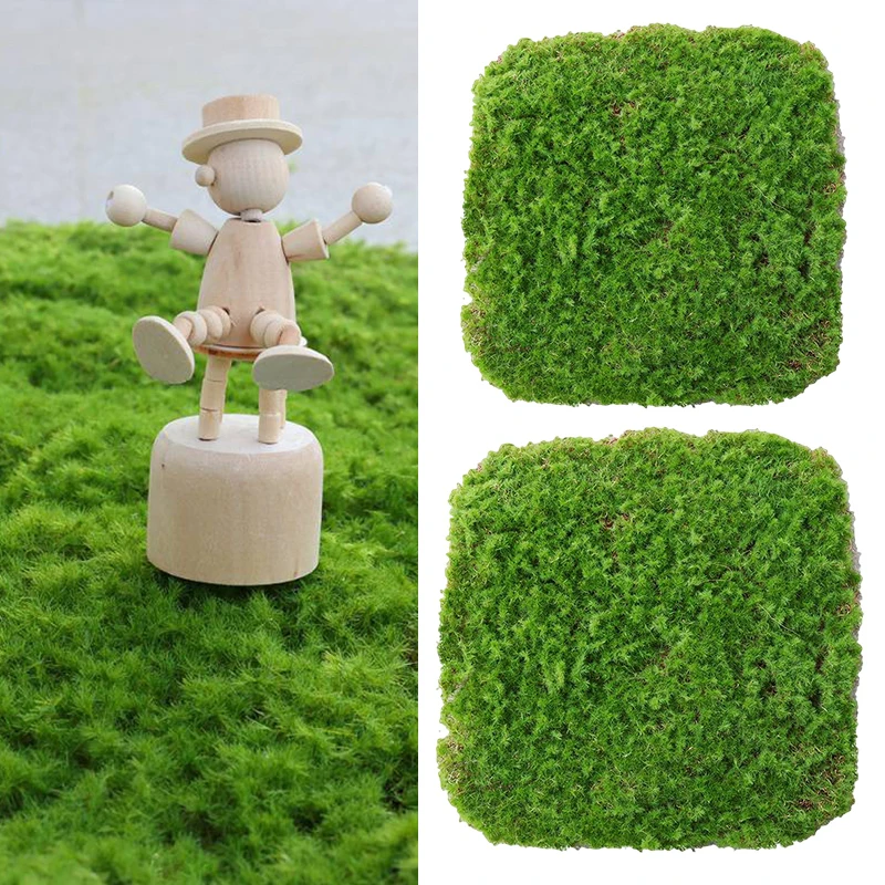 Artificial Green Grass Mat Simulation Moss Lawn Turf Grassland Lichen Plant Carpet Micro Landscape Ornament Garden Floor Decor