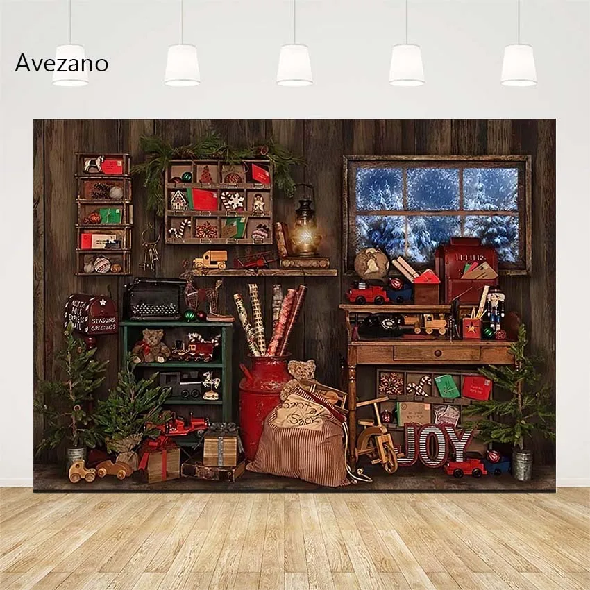 

Avezano Christmas Backdrops for Photography North Pole Joy Toy Kids Holiday Portrait Decor Photoshoot Background Photo Studio