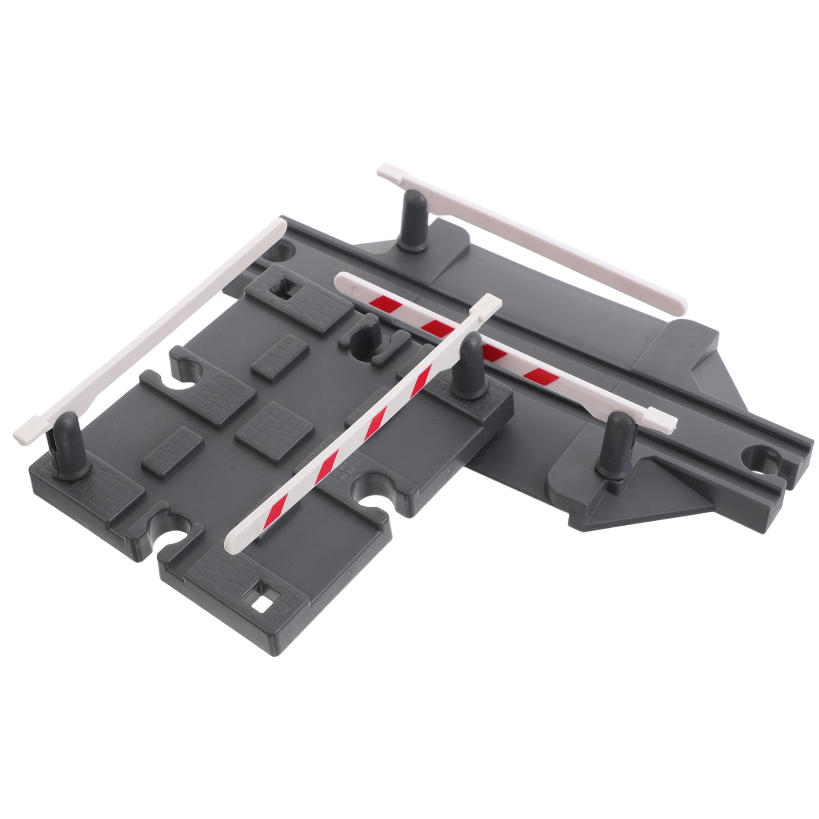 2 pçs trem pista barreira estação ferroviária acessórios diy corrimão barricada e barreiras