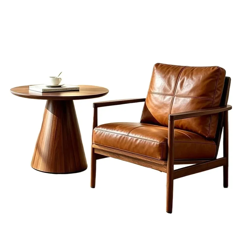 Nordic Style Solid Wood Single Sofa Chair for Small Apartment Bedroom Balcony Hotel Homestay Leisure Lazy Hank Chair