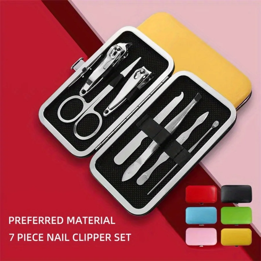 Coupe-ongles professionnel couleur bonbon, ensemble de manucure et de soins des ongles, ciseaux de pédicure en acier inoxydable, Kit de manucure, outils d'art des ongles, 7 pièces