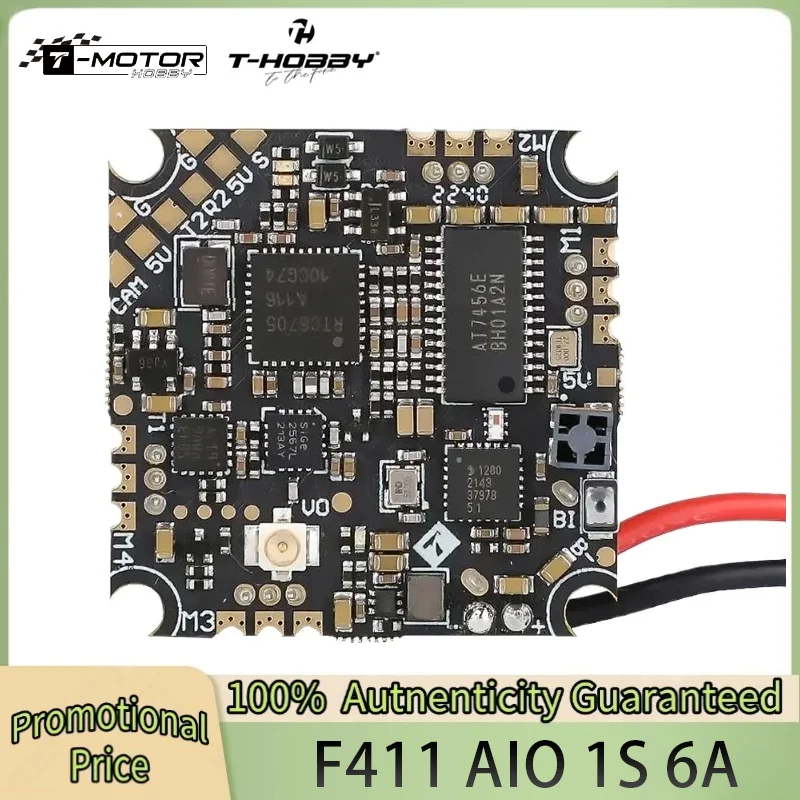 

T-HOBBY T-MOTOR F411 AIO Flight Controller STM32F411 All-in-One w/20A BLHeli_S 20×20mm USB-C for 2-4S Whoops & Toothpicks