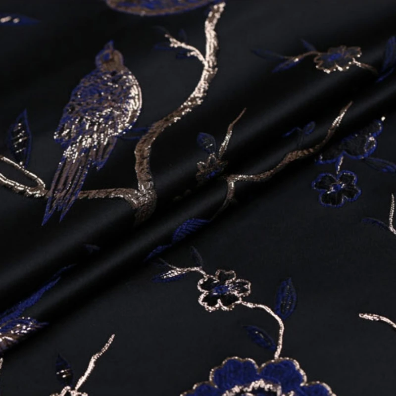 Jacquard Brocade Gold Silk Fabric European Brand Fashion Design for Dress Windbreaker Autumn Winter Cloth by the Meter Diy Sew