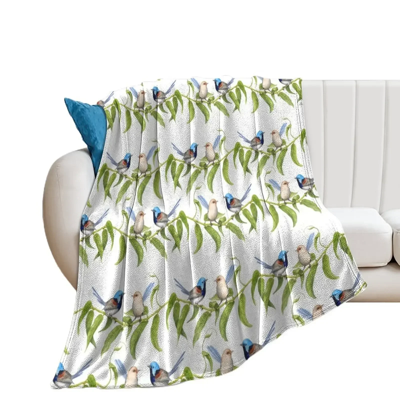 Variegated Fairy-Wrens - by Nadya Neklioudova Throw Blanket Luxury Brand Extra Large Throw Blankets