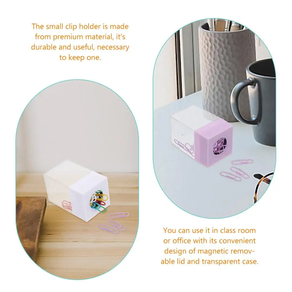 2Pcs Magnetic Paperclip Bucket Square Transparent Containers for Desk Organizers Clips Holder Plastic Case Storage Dispenser