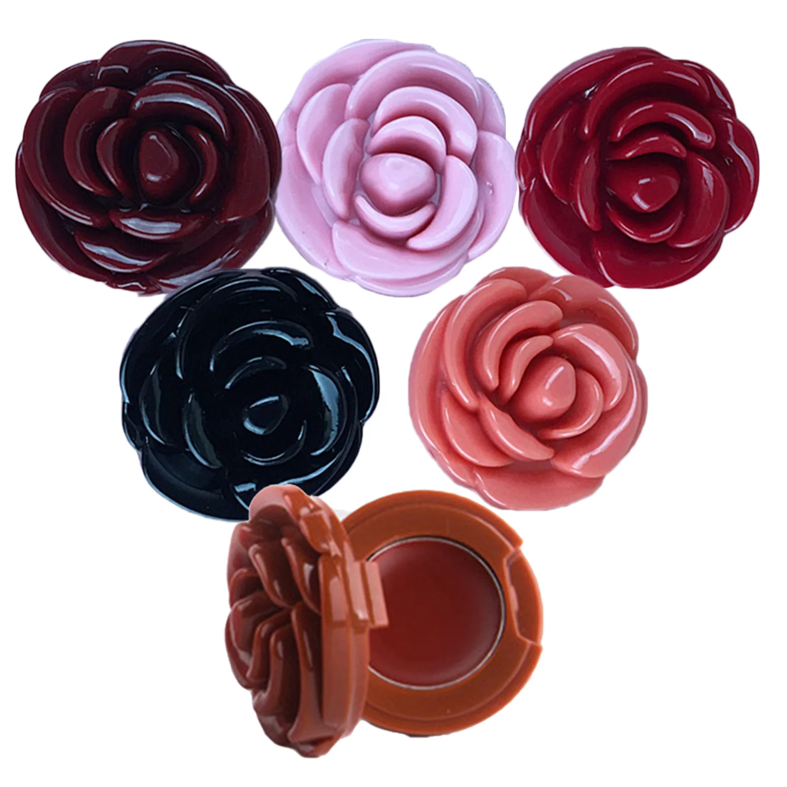 6 Stück nachfüllbare Lippenstift-Hüllen in Blumenform, leere Kunststoffbehälter für Reisen, Cremeflaschen, Lippenbalsam, Lidschatten-Aufbewahrung