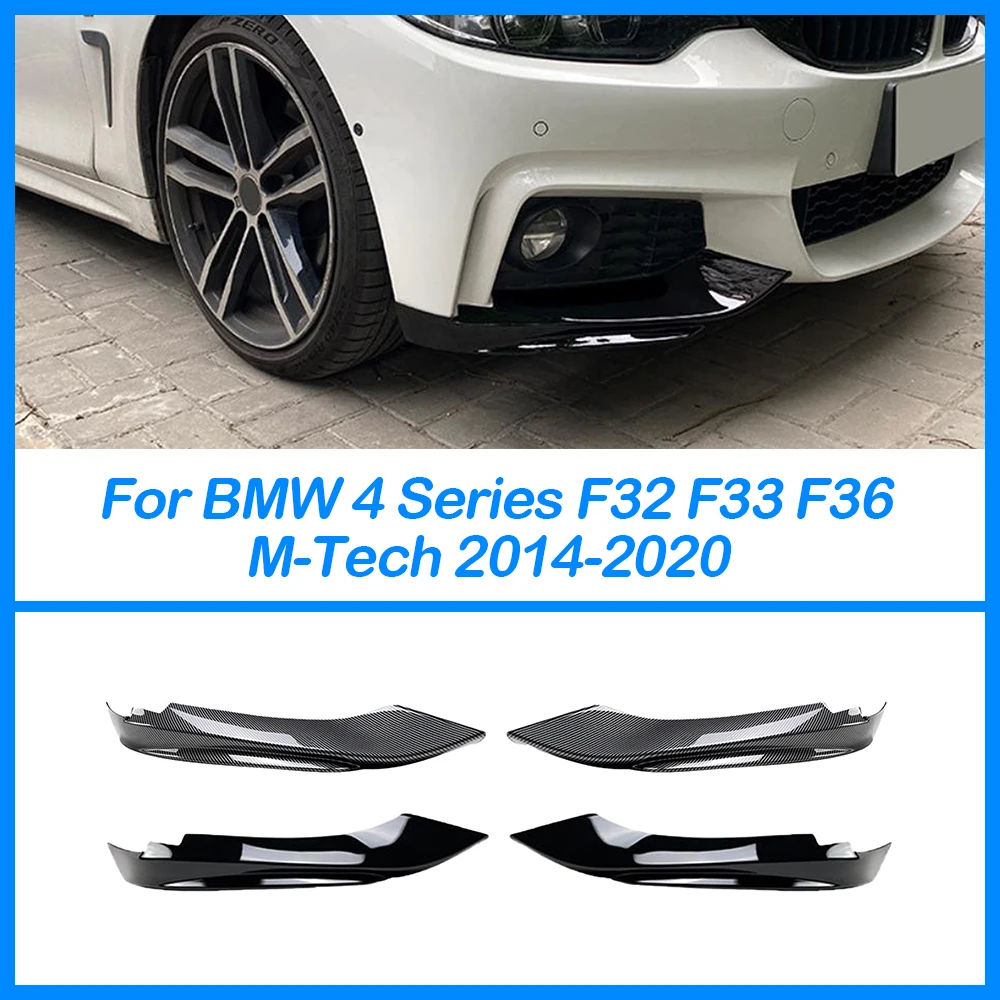 For BMW4 Series F32 F33 F36 M-Tech 2014-2020 Bumper Lip Splitter Flap Body Kit Front Corner Exterior Car Accessories ABS Black