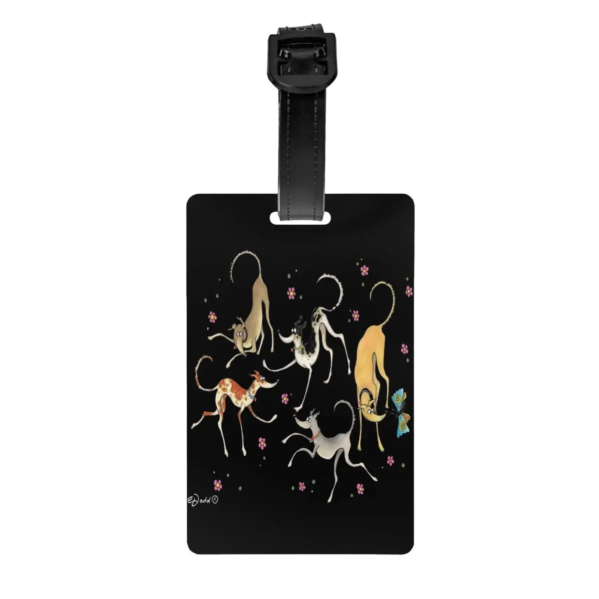 Custom Garden Party Cute Greyhounds Lurcher Luggage Tag  Whippet Sighthound Dog Baggage Tags Travel Bag Labels Suitcase