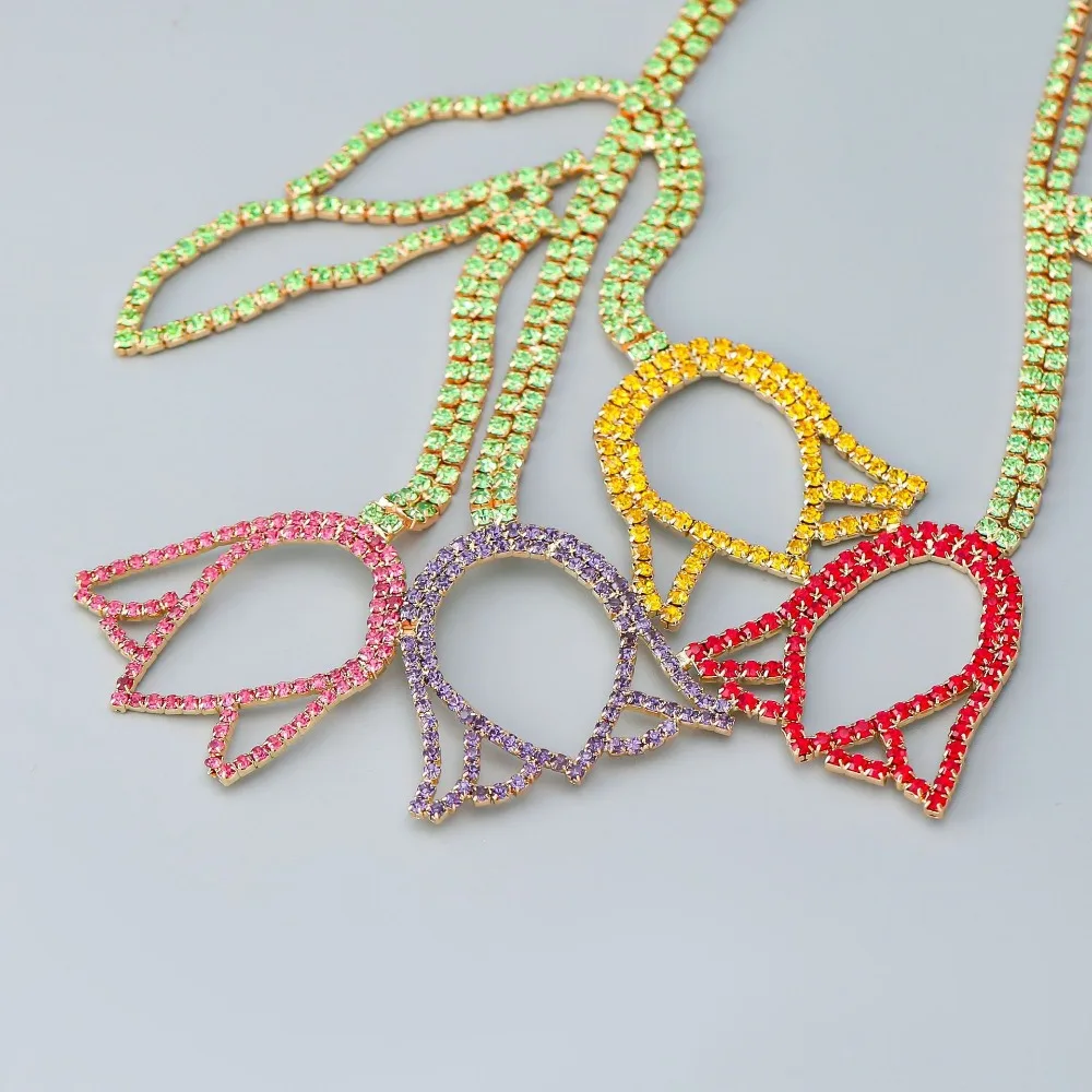 مجوهرات نسائية جذابة من حجر الراين ، قلادات سلسلة زهور ، أقراط مرصعة بالقرط ، جديدة