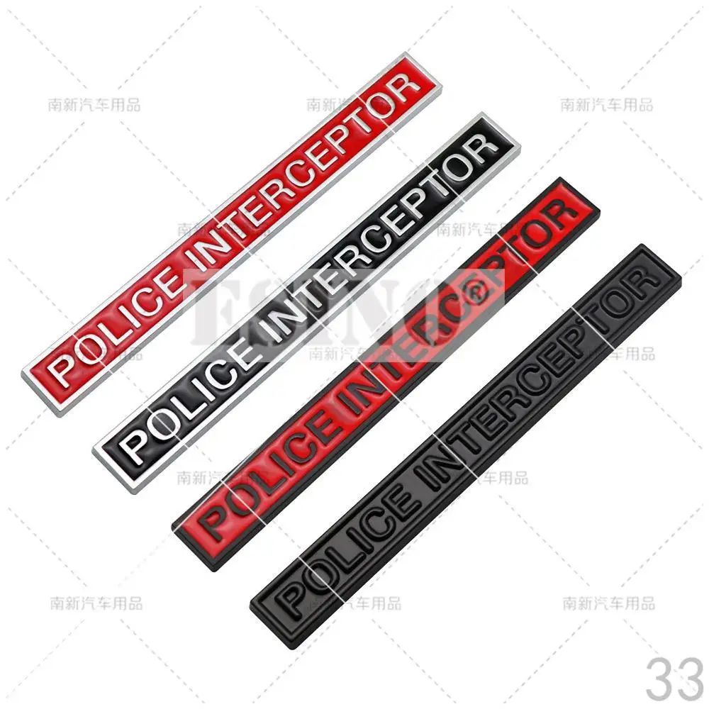 Car Styling 3D Police Interceptor Utility Metal Alloy Adhesive Emblem Rear Trunk Badge Fender Stickers Body Decal for Ford Dodge