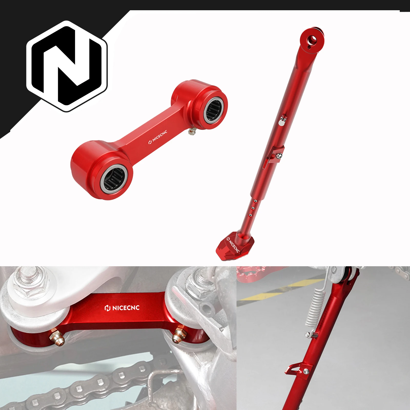 NICECNC For Honda XR650L 1993-2025 Lowering Link 1.18in/30mm & Adjustable Kickstand Aluminum Lowering Links XR 650L 650 L 93-25