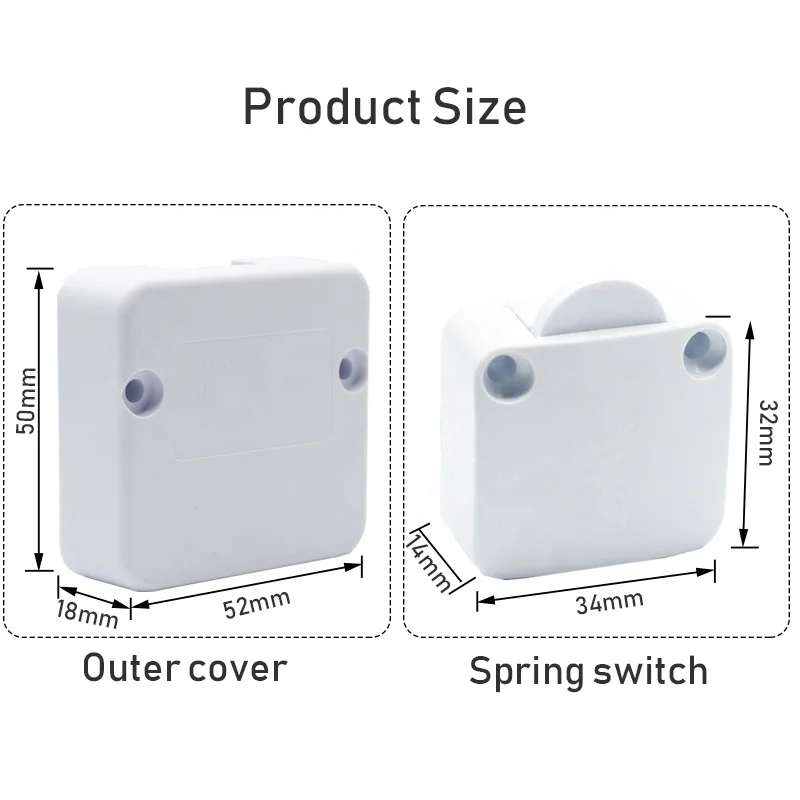 1PCS Furniture Cabinet Cupboard  Push button Normally Open  Wardrobe  Door  Switch With CE approval