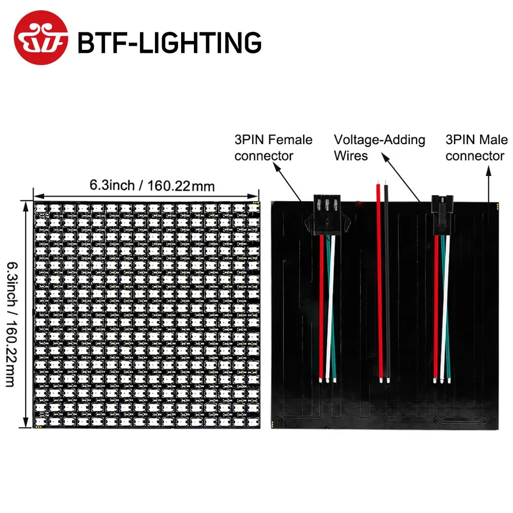 Вспышка WS2812B с RGB-подсветкой, вспышка с 62 светодиодами, WS2812B, вспышка с 64 светодиодами, 256 светодиодов, 8x8, 16x16, 8x32, цифровой экран с